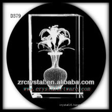 K9 3D Laser Lily Flower Inside Crystal Rectangle